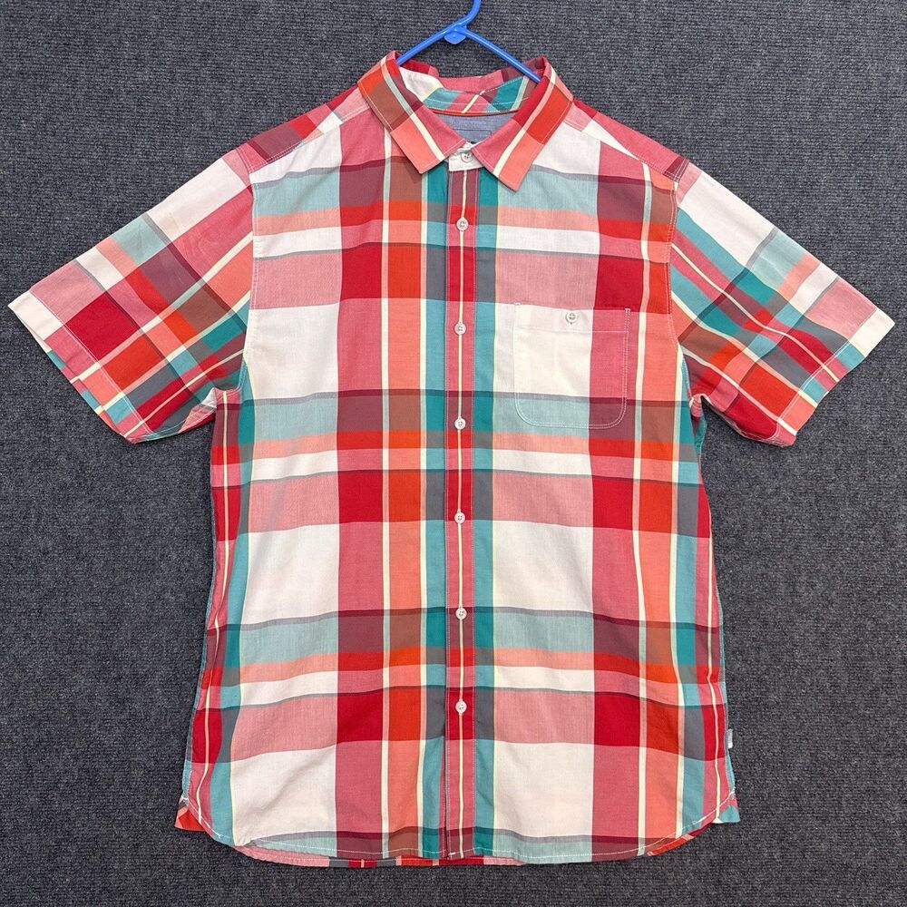The North Face Multi Plaid Short Sleeve Button Up Shirt Cotton Blend L